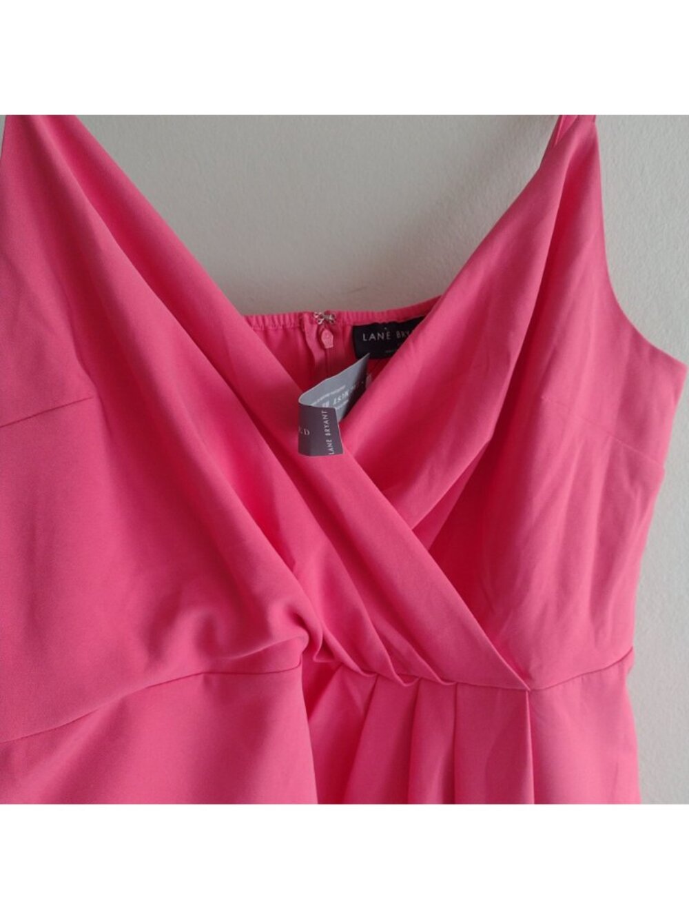 Lane Bryant Pleated Front Dress 20 NEW Hot Pink Sexy Flirty Midi - Picture 7 of 12